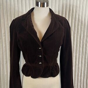 Vintage Y2K Gadzooks brown velvet button front peplum blazer size L